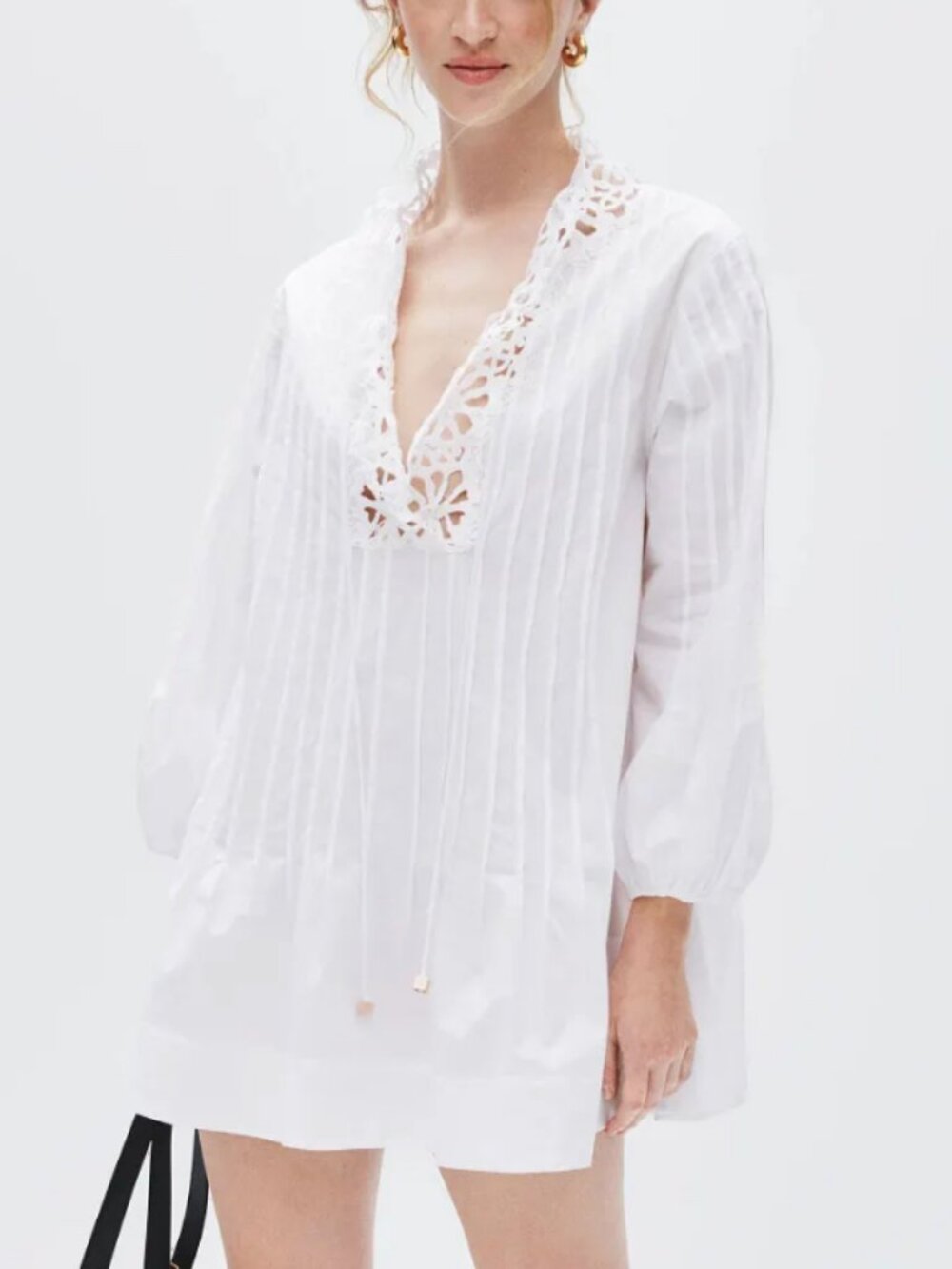 Sandro Lace Trim Mini Dress White Sz 36